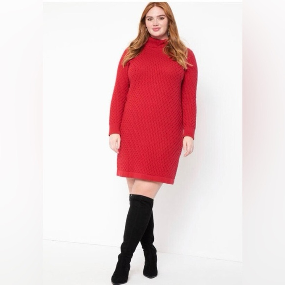 Plus size #Eloquii Cowl Neck Sweater Dress